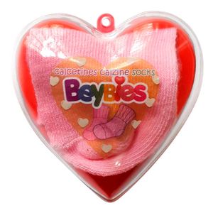 Medias corazón talla 0 - 1 rosado - beybies