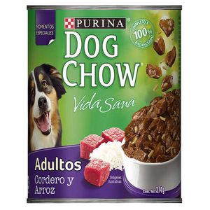 Alimento humedo Dog Chow para perro adultos sabor a cordero y arroz x374g