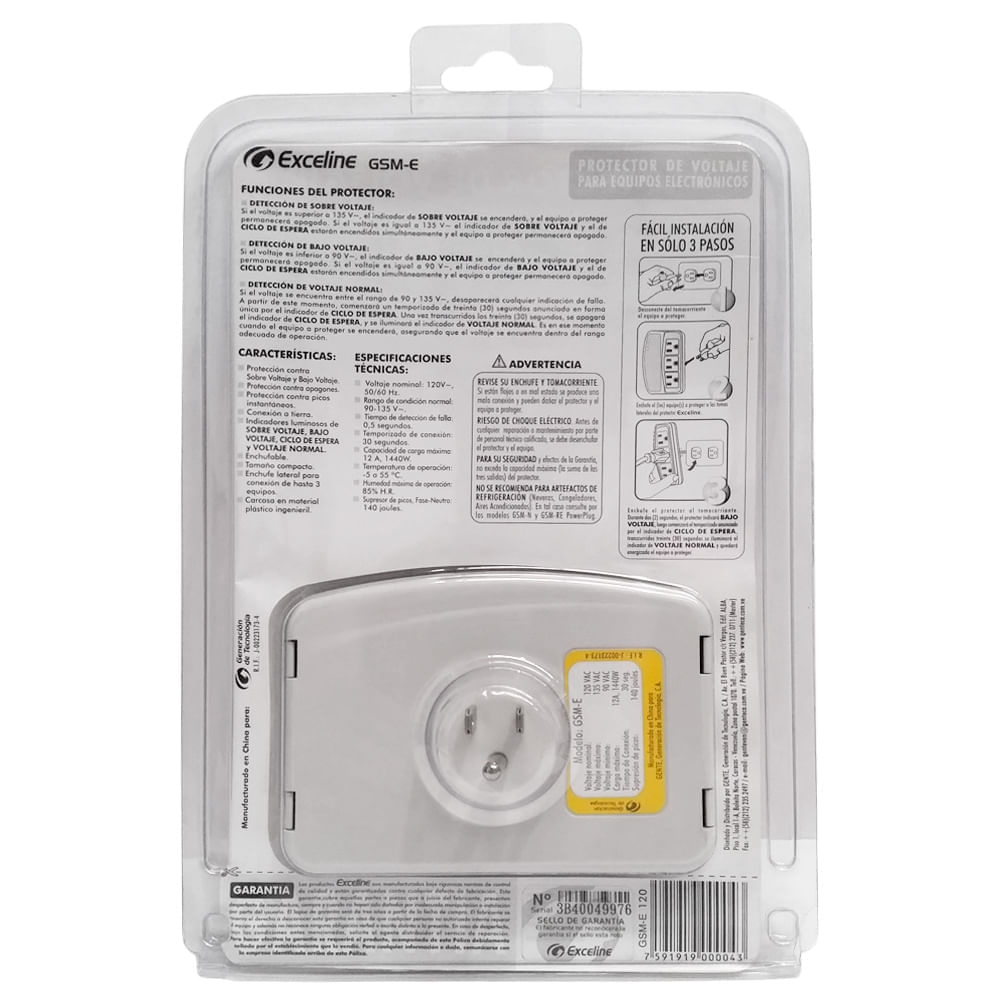 Protector de Voltaje Exceline GSM-E120