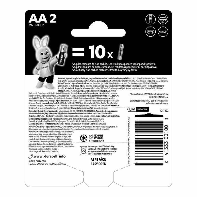 Liqui - Duracell Pilas Alcalinas AA de Larga Duración - Pack de 2 Unidades