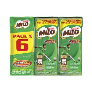 Leche achocolatada Milo cajita sixpack x180ml