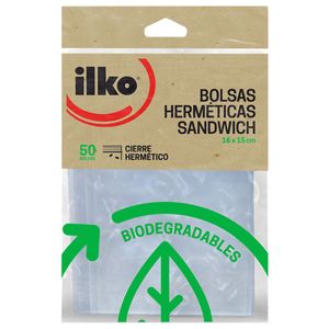Bolsa Ilko biodegradables cierre hermético 16 x 15cm x 50und