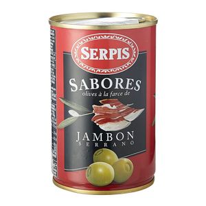 Aceitunas SERPIS rellenas jamón serrano x 300 g
