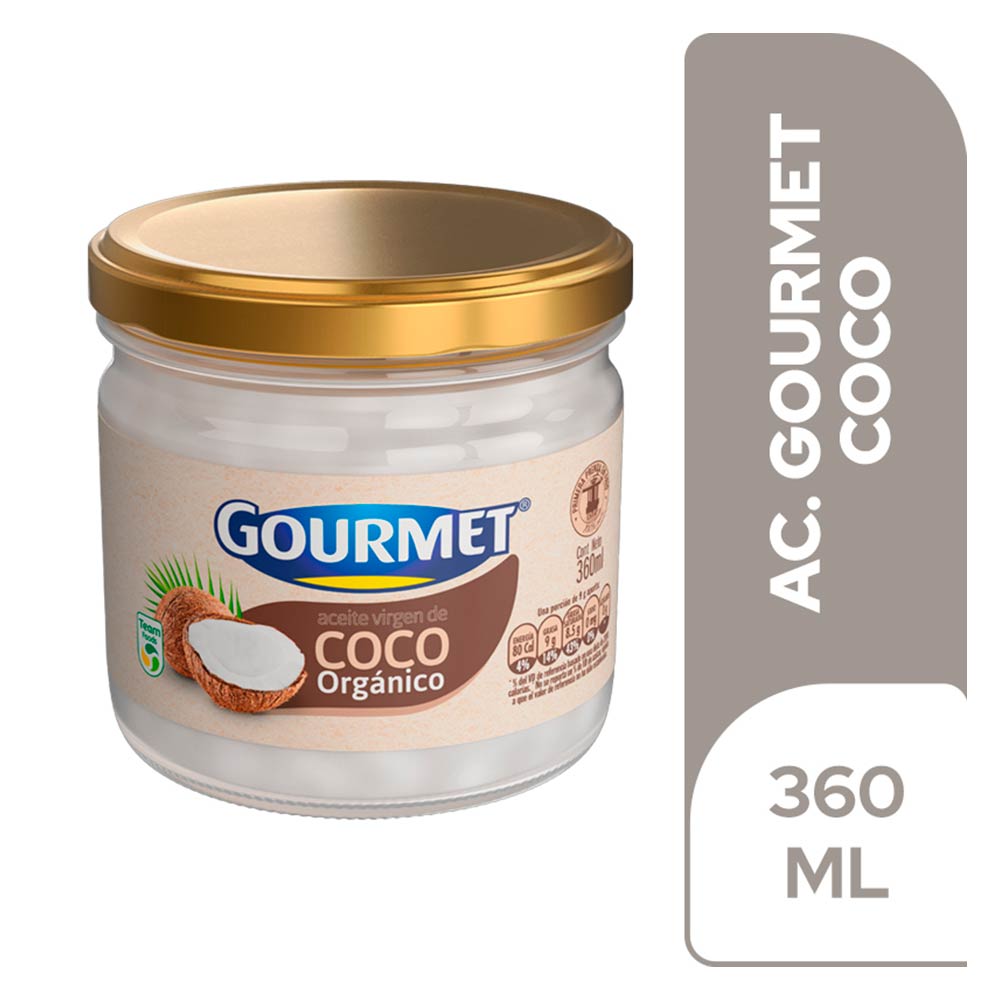 Aceite Gourmet coco virgen orgánico x360ml - Tiendas Jumbo