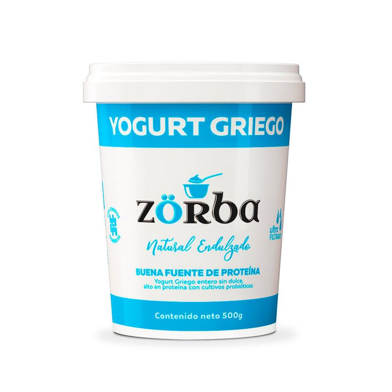 Yogurt griego Zorba natural endulzado x500g Tiendas Metro