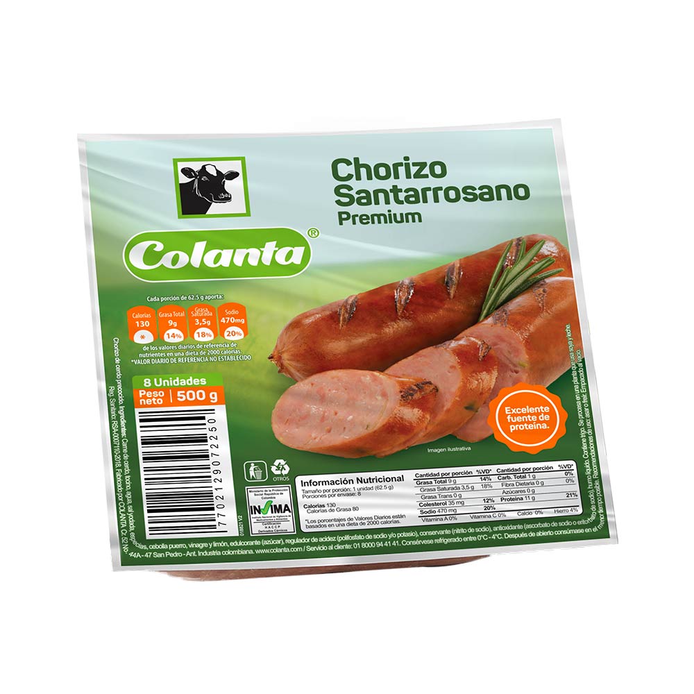 Chorizo santarrosano Colanta x500g - Tiendas Jumbo