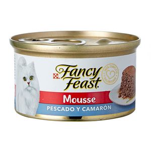 Alimento húmedo Fancy Feast para gatos mousse pescado y camarón x85g