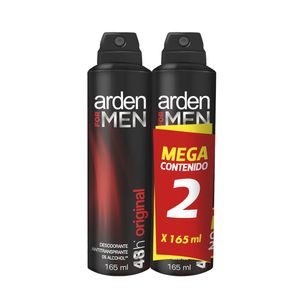 Desodorante antitranspirante original Arden For Men aerosol x 2 und x 165 ml c-u