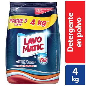 Detergente Lavomatic en polvo pague 3kg lleve 4kg