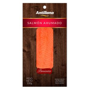 Porción de salmón ahumado con pimienta x 100g