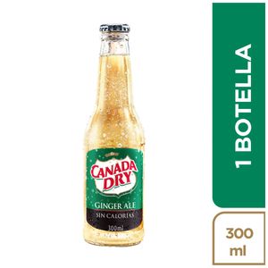 Bebida gaseosa Canada Dry ginger sin calorías botella x300ml