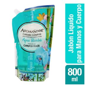 Jabón liquido Aromasense aqua bambú doy pack x800ml