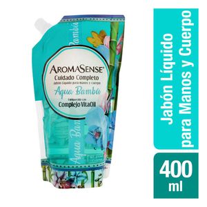 Jabón liquido Aromasense aqua bambú doy pack x400ml