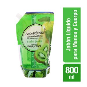 Jabón liquido Aromasense frutos verdes doy pack x800ml