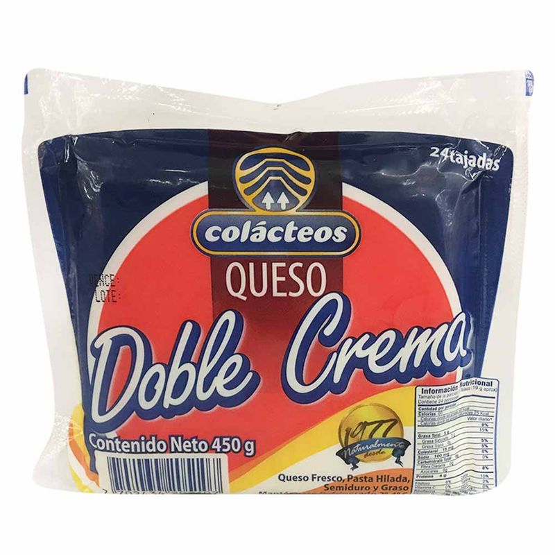 Queso Doble Crema Colácteos Tajado X450g Tiendas Jumbo