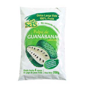 Pulpa de fruta guanábana larga vida sin azúcar x 200 g