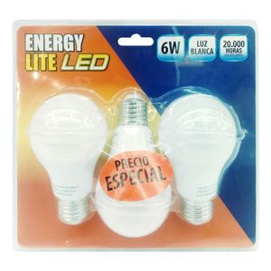 Pack x 3 led bulbo 6w luz blanca 20000h energylite