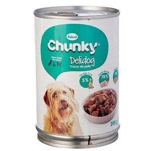 Alimento húmedo para perros Chunky Delidog trozos de pollo x400g