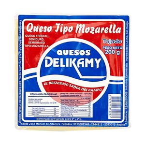 Queso mozzarella tajado Delikamy x 200 g