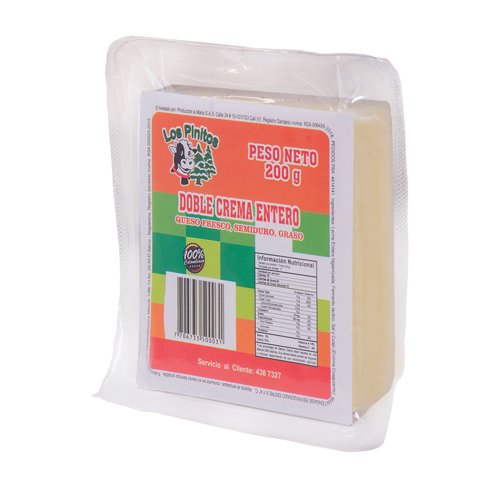 Queso doble crema Los Pinitos entero x200g Tiendas Metro