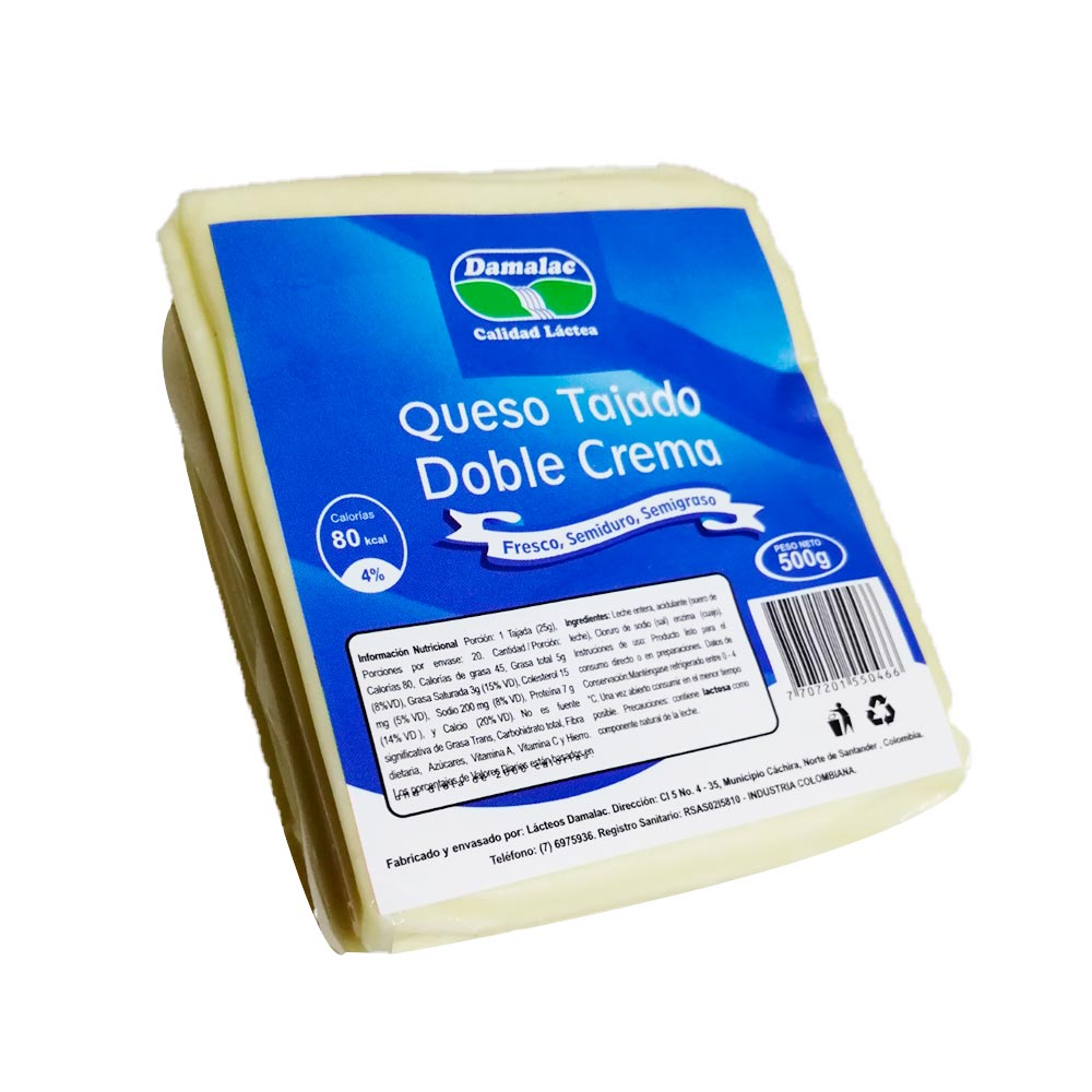 Queso doble crema Damalac tajado x500g Tiendas Metro