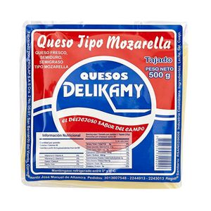 Queso mozzarella tajado Delikamy x 500 g