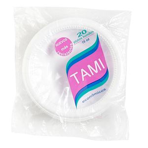 Plato hondo plástico x 16 oz blanco Tami paquete x 20 und