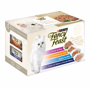 Alimento húmedo Fancy Feast para gato sabores surtidos x4unds