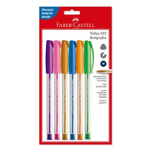 Boligrafos blíster Faber Castell colores surtidos x6und