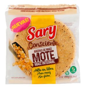 Arepas de maíz mote Sary sin gluten x5und x450g