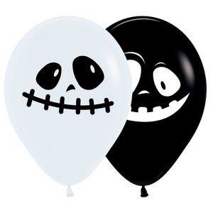 Globo fiesta Sempertex halloween fantasmas blanco negro impreso r-12 pack x12 unds