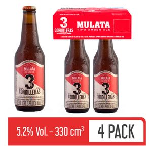 Cerveza 3 Cordilleras Mulata 4 pack bot x330ml c-u