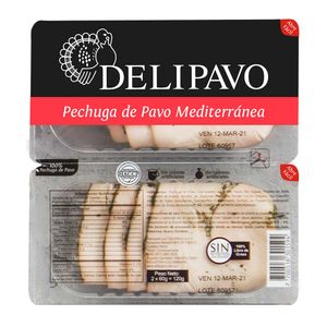 Snack pechuga Delipavo de pavo mediterránea x120g