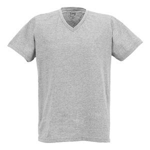 Camiseta algodón hombre gris lisa cuello v