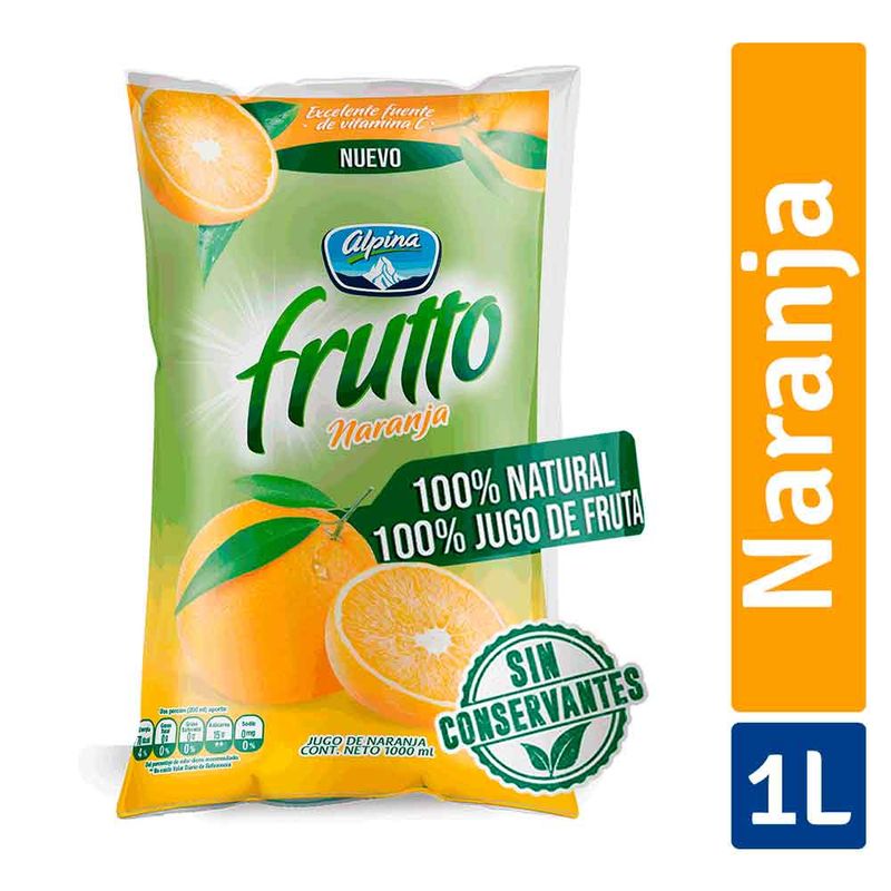 Jugo Frutto Naranja 100% Natural Bolsa X1l | Tiendas Jumbo