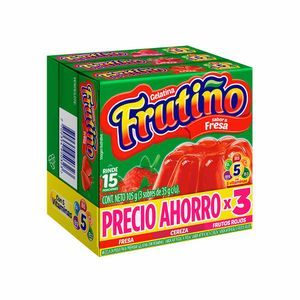 Gelatina Frutiño fresa cereza y frutos rojos x3 und x35g c/u