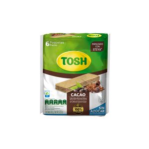 Galletas Tosh cacao wafer sin azúcar x6paq x30g c-u