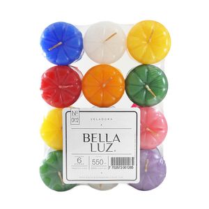 Veladora colore oox12 4x4cm 550gr x12und bella luz