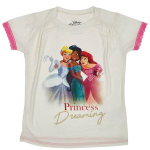 Camiseta moda niña m/c  , blanca PRINCESAS