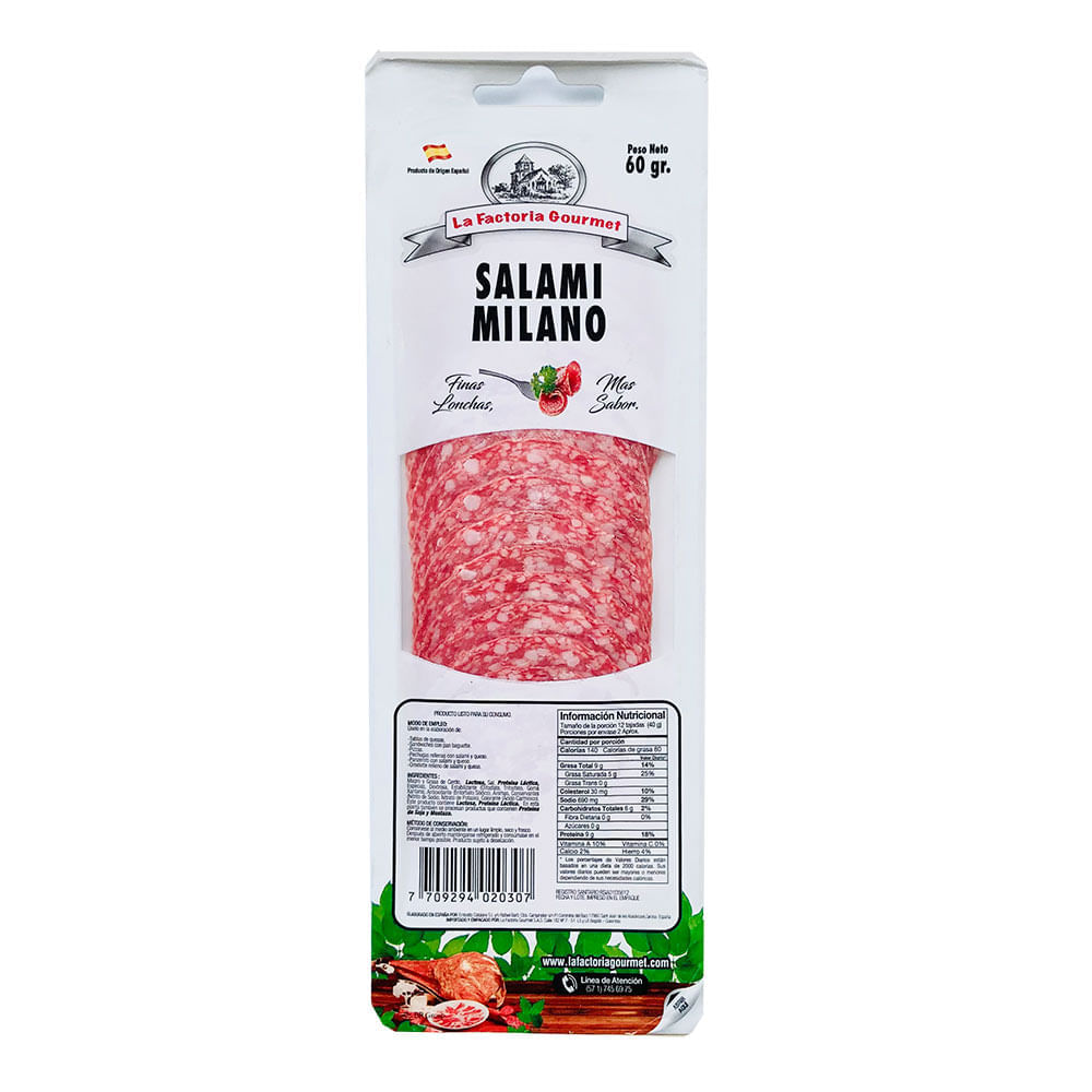 Salami La Factoria Gourmet Milano x60g Tiendas Jumbo
