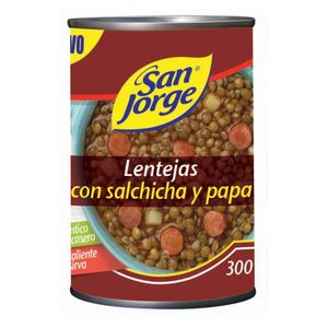 Lentejas San Jorge con salchicha y papa lata x300g