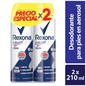 Desodorante Rexona pies aerosol Efficient x2 und x210ml c-u precio especial