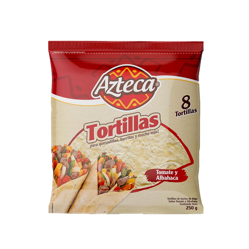 Tortillas Azteca tomate albahaca x8und x250g Tiendas Jumbo