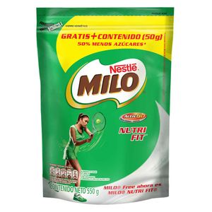 Milo en polvo bajo en Azúcar bolsa x 500gr gratis 50g
