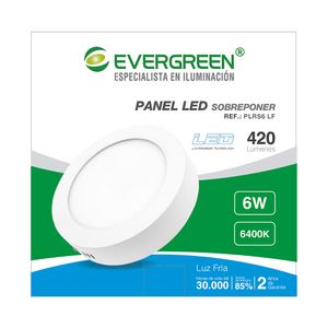 Panel Led Evergreen redondo de Sobreponer 6W Luz Blanca