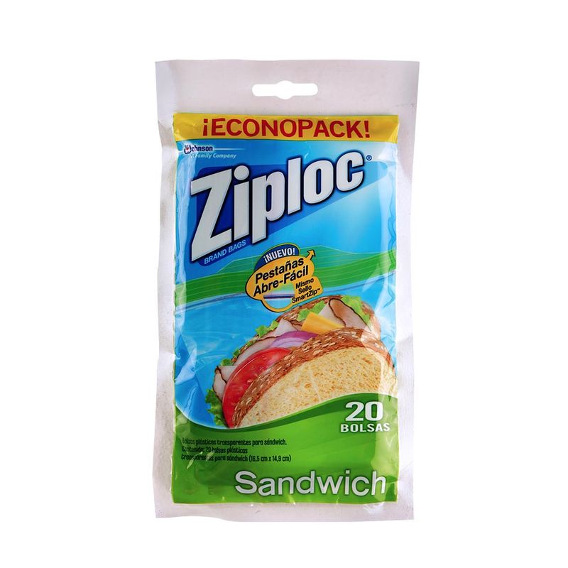 ZIPLOC BOLSAS TRANSPARENTES PARA SANDWICH X 50 UN (16.5CMX14.9CM)