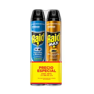 Insecticida raid surtido aerosol x2und x400ml c/u