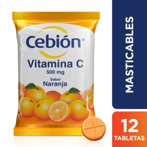 Vitamina C Cebión Naranja x500mg x12 Tabletas