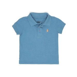 Camiseta m/c tipo polo en Algodón Bebito Azul liso LINTON