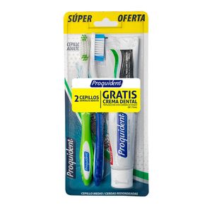 Cepillo Proquident dental x2und gratis crema carbon activado x75ml